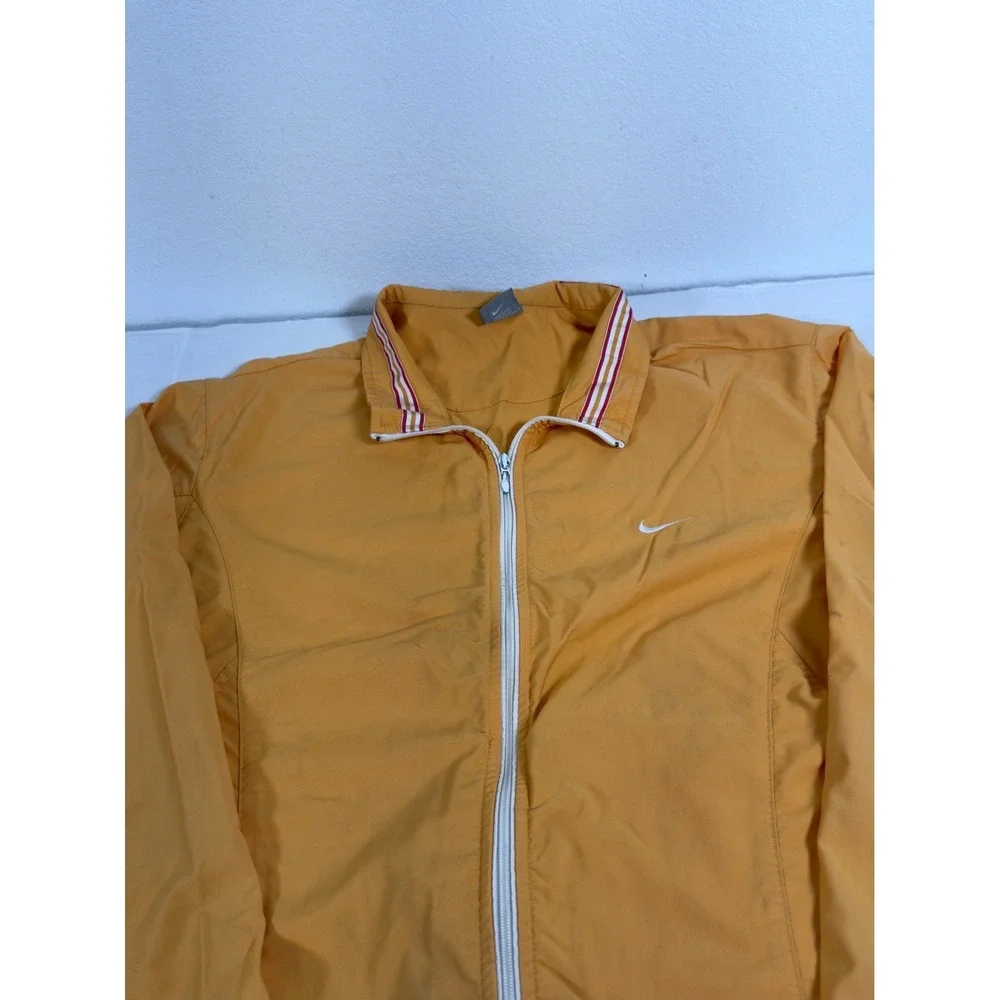 Vintage Nike‎ Windbreaker Jacket Mens XXL Orange Vintage Full Zip Striped Trim